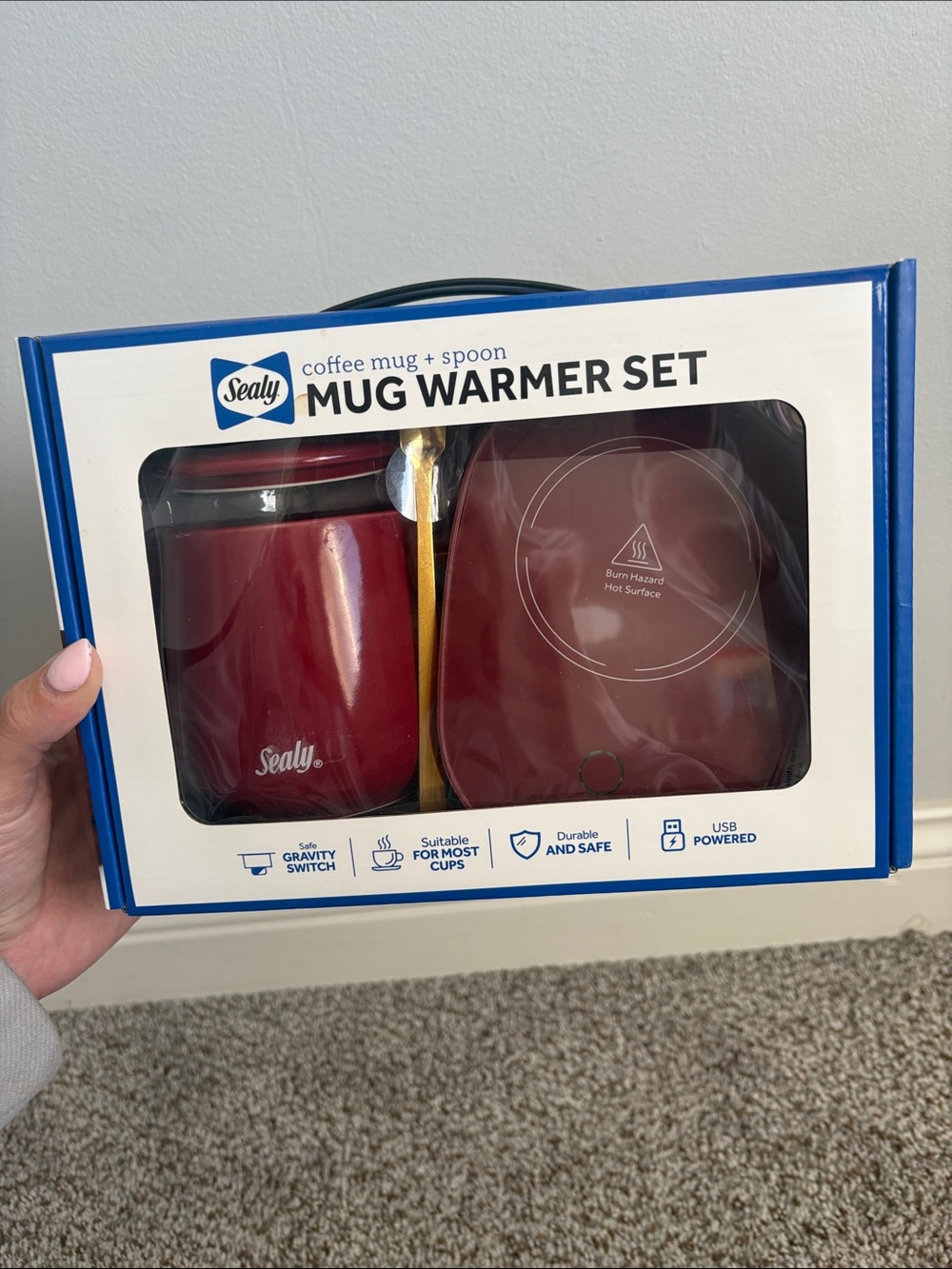 Sealy Red Mug Warmer Set with Spoon